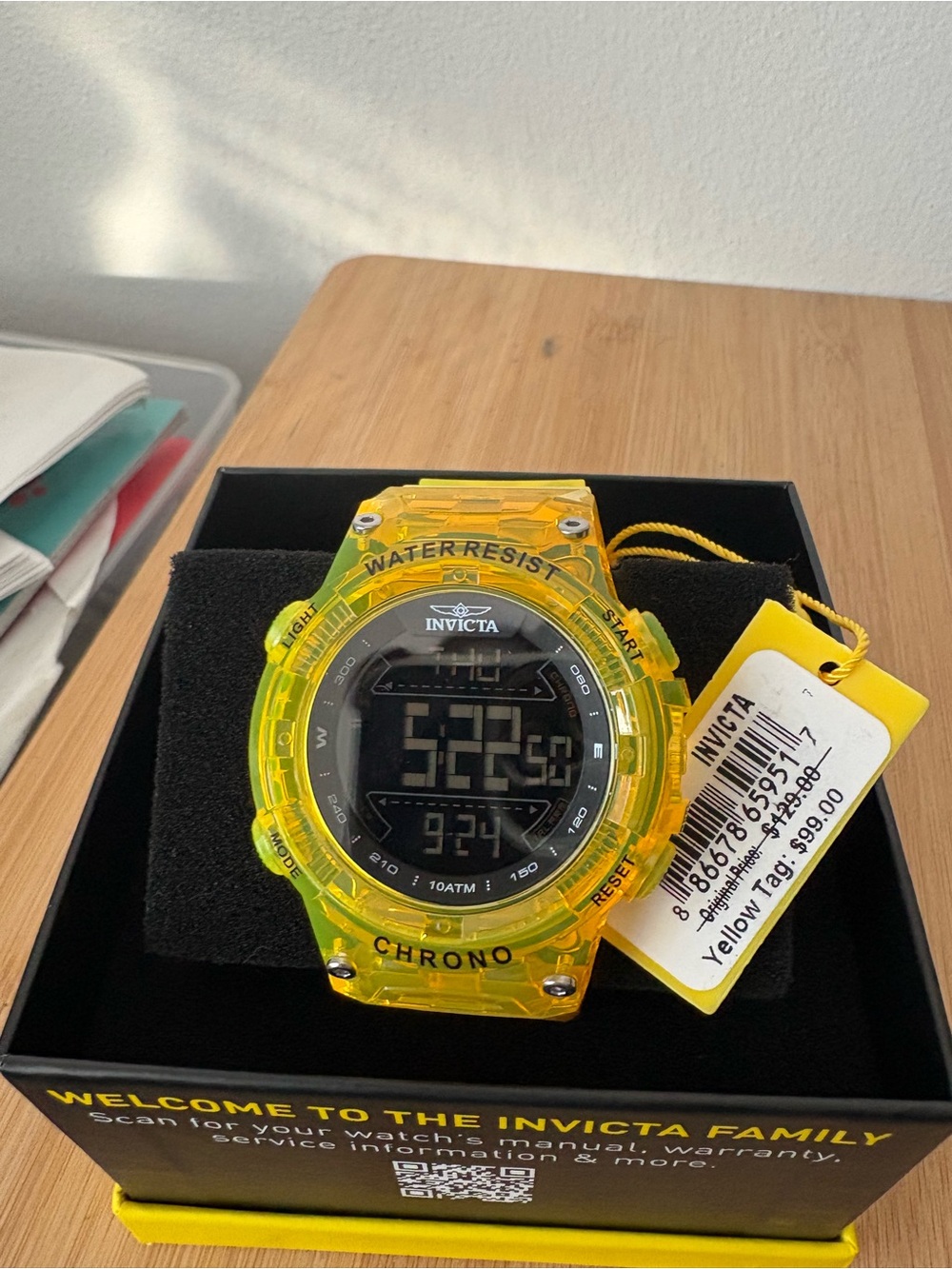 Invicta Yellow Digital Chronograph Watch with Black Dial